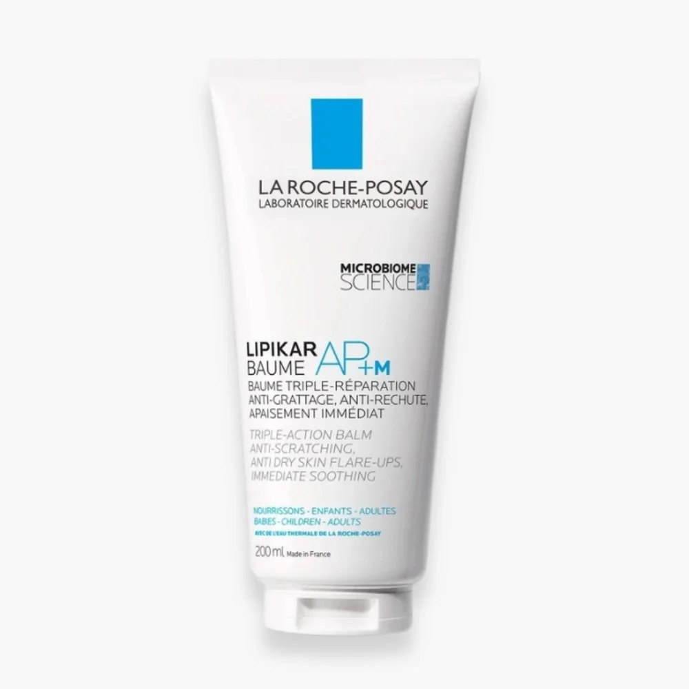 la-roche-posay-lipikar-baume-apm-baume-triple-reparation-200ml.jpg Tube blanc La Roche-Posay Lipikar Baume AP+M 200 ml sur fond clair