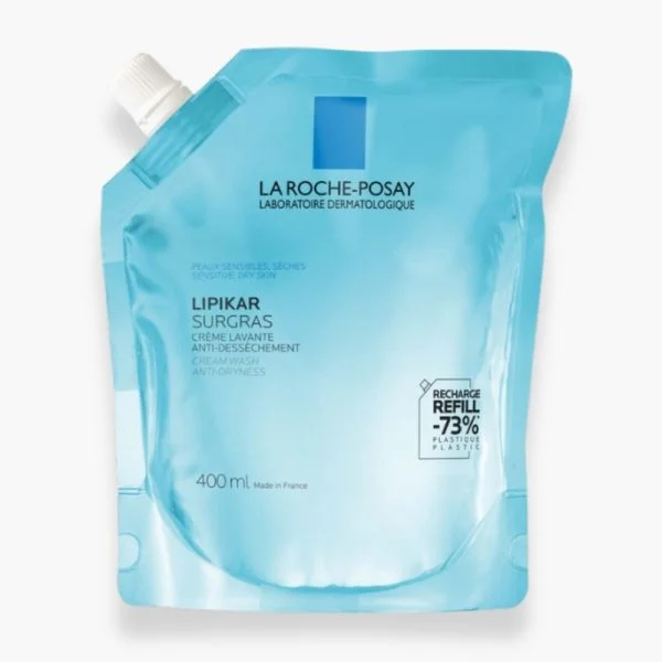 Poche de recharge bleue La Roche-Posay Lipikar Surgras crème lavante 400 ml