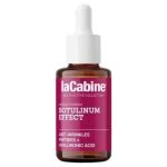 Flacon ambré laCabine Botulinum Effect sérum 30 ml, étiquette rose et compte-gouttes