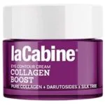 Pot violet laCabine Collagen Boost crème contour des yeux, couvercle blanc