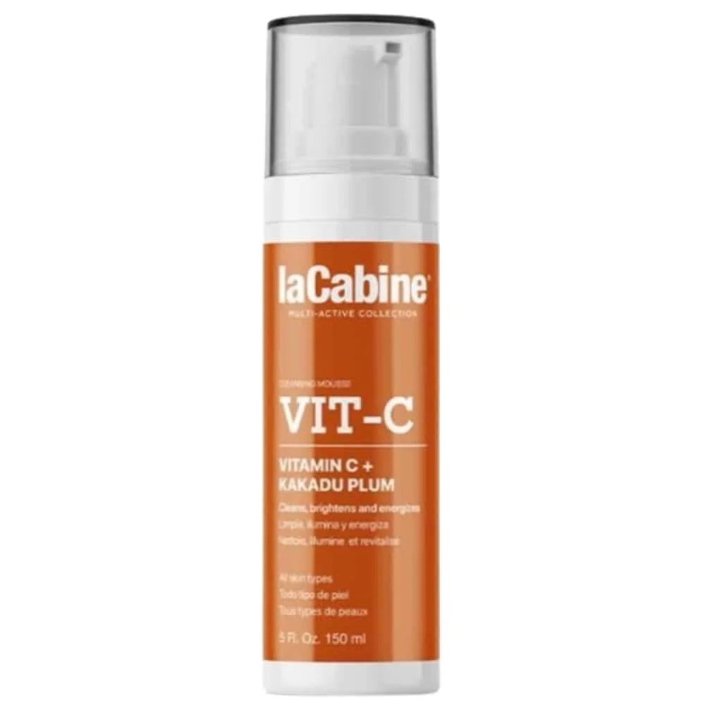 lacabine-vit-c-cleansing-mousse-150ml.jpg Flacon-pompe orange laCabine Vit-C mousse nettoyante visage Kakadu Plum 150 ml