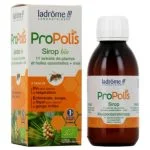 Flacon et étui Ladrôme ProPolis Sirop Bio avec branche de pin illustrée