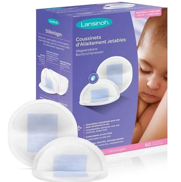 Grande boîte violette Lansinoh Coussinets d'Allaitement Jetables avec coussinets ronds