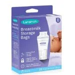 Boîte et sachet Lansinoh de conservation du lait maternel avec photo de bébé