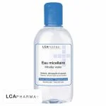 Flacon bleu LCA Pharma+ d'eau micellaire démaquillante pour visage et yeux