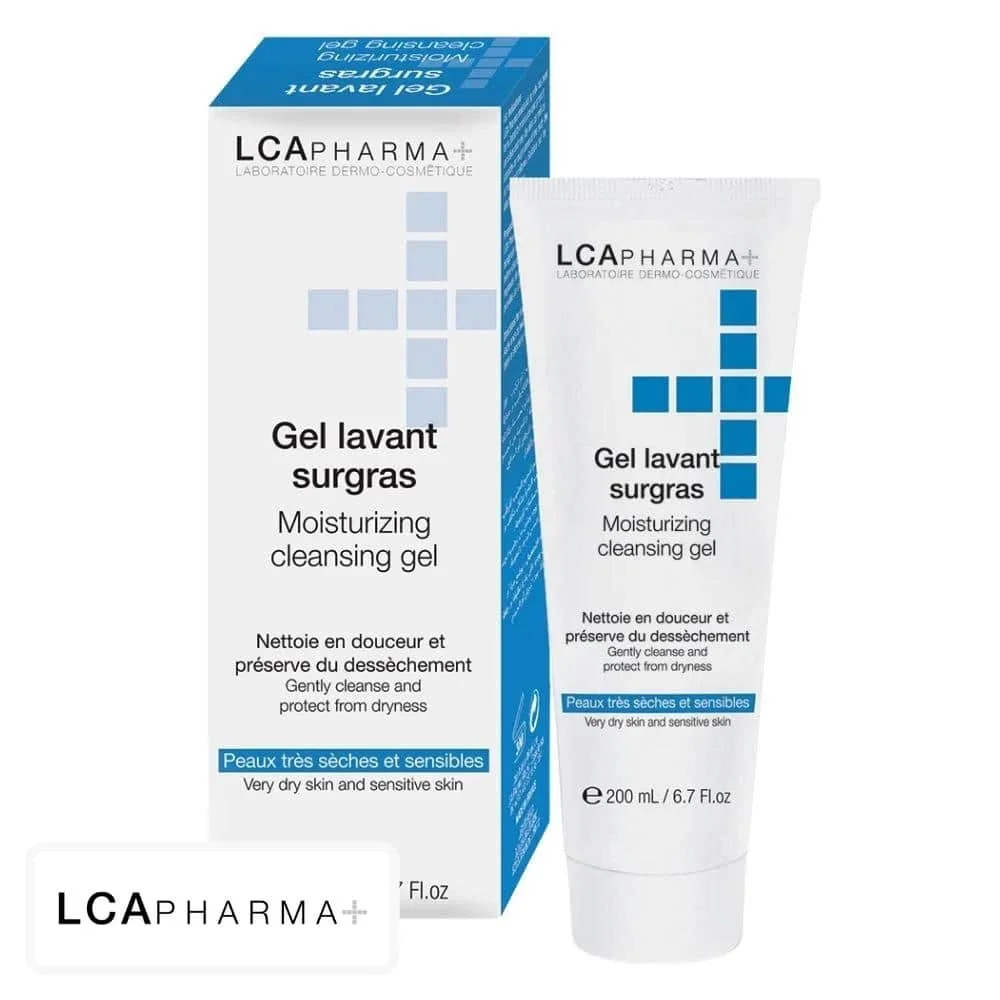 lcapharma-gel-lavant-surgras-200ml.jpg Tube et boîte LCA Pharma+ gel lavant surgras pour peaux très sèches