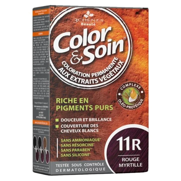 Les 3 Chênes Color & Soin Coloration Cheveux Permanente Aux Extraits Végétaux 11r Rouge Myrtille
