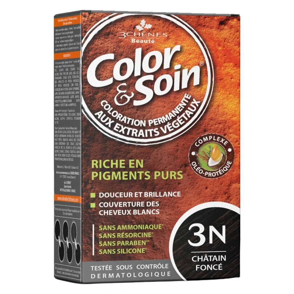 les-3-chenes-color-et-soin-coloration-cheveux-permanente-aux-extraits-vegetaux-3n-chatain-fonce.jpg Boîte de coloration permanente Color & Soin 3N Châtain Foncé, extraits végétaux