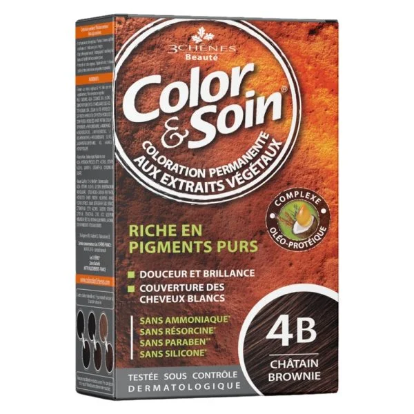 Les 3 Chênes Color & Soin Coloration Cheveux Permanente Aux Extraits Végétaux 4b Châtain Brownie