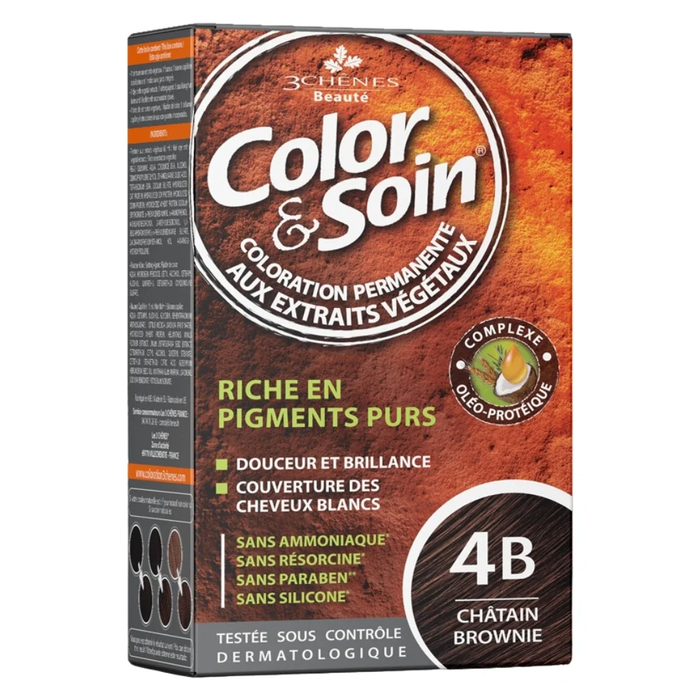 les-3-chenes-color-et-soin-coloration-cheveux-permanente-aux-extraits-vegetaux-4b-chatain-brownie.jpg Boîte de coloration permanente Color & Soin 4B Châtain Brownie, extraits végétaux