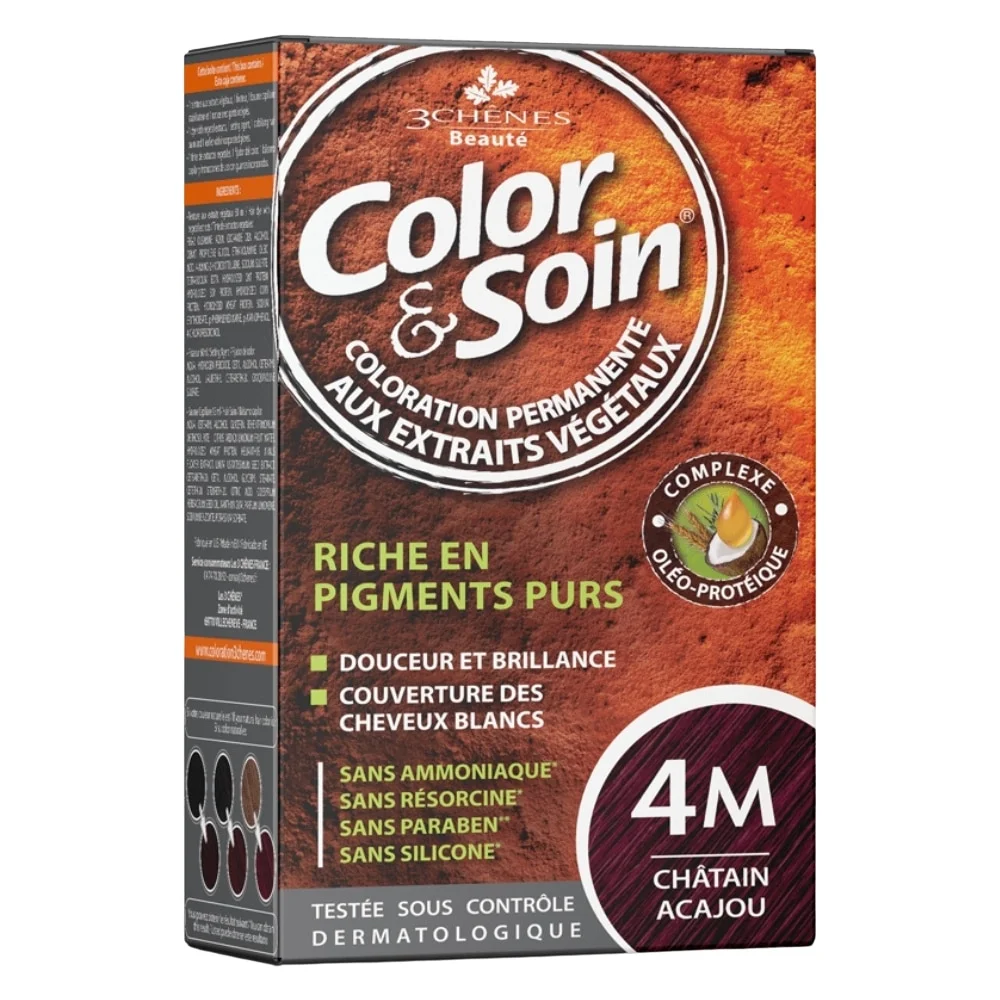 les-3-chenes-color-et-soin-coloration-cheveux-permanente-aux-extraits-vegetaux-4m-chatain-acajou.jpg Boîte de coloration permanente Color & Soin 4M Châtain Acajou, extraits végétaux