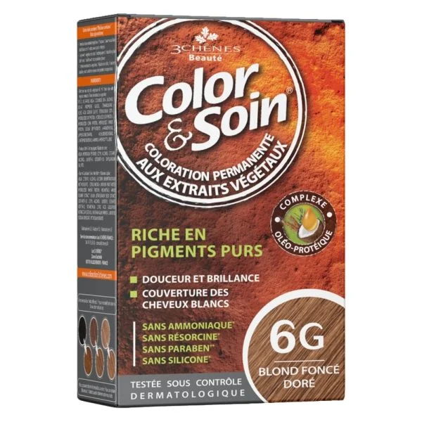Les 3 Chênes Color & Soin Coloration Cheveux Permanente Aux Extraits Végétaux 6g Blond Foncé Doré