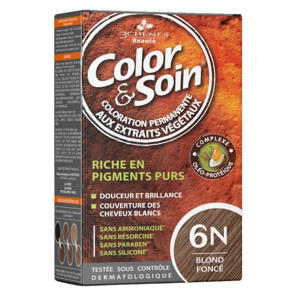 Les 3 Chênes Color & Soin Coloration Cheveux Permanente Aux Extraits Végétaux 6n Blond Foncé