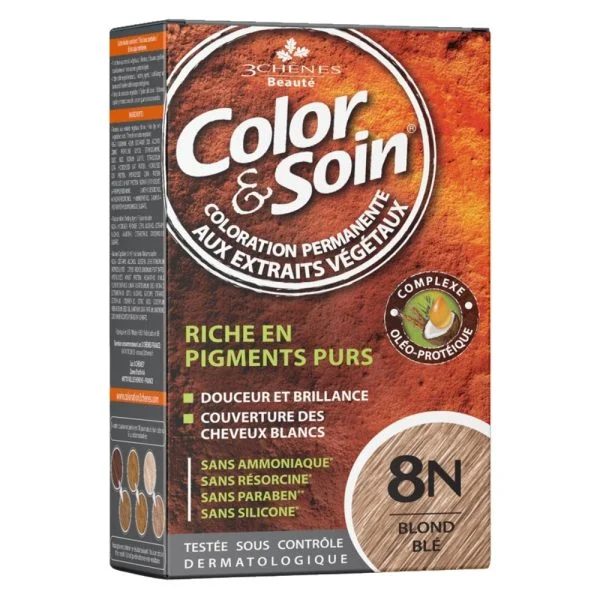 Les 3 Chênes Color & Soin Coloration Cheveux Permanente Aux Extraits Végétaux 8n Blond Blé