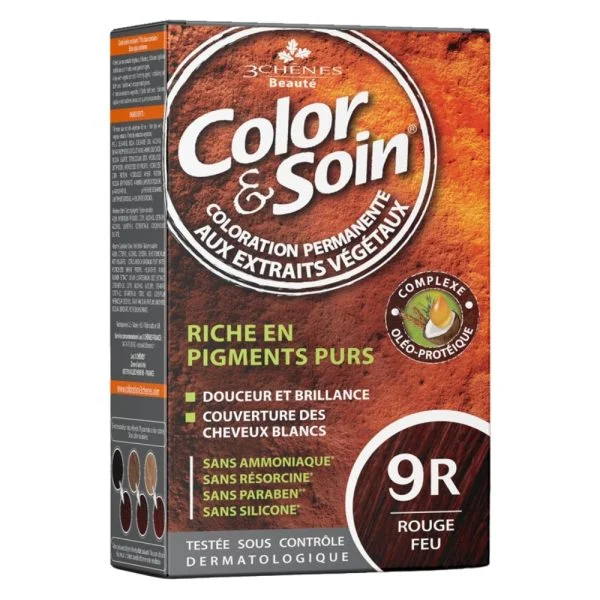 Les 3 Chênes Color & Soin Coloration Cheveux Permanente Aux Extraits Végétaux 9r Rouge Feu