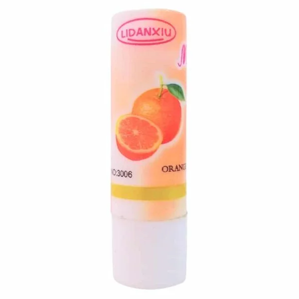 Stick de baume à lèvres Lidanxiu au parfum orange, packaging orange et blanc