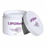 Pot blanc Lipofine 500g, crème cicatrisante, couvercle ouvert posé à côté