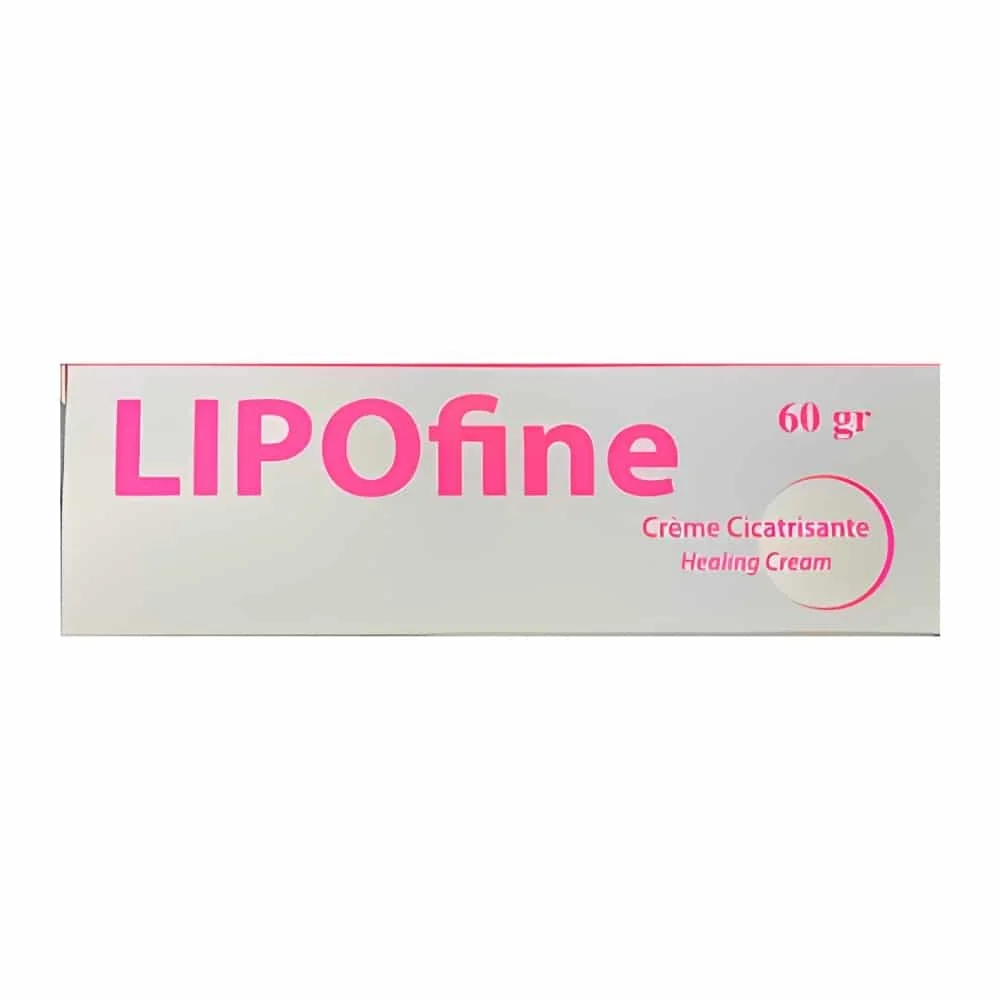 lipofine-creme-cicatrisante-60g.jpg Boîte rose et blanche Lipofine 60g, crème cicatrisante Healing Cream