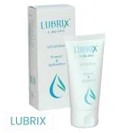 Tube et boîte Lubrix gel lubrifiant aloe vera, packaging blanc et bleu