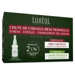 Étui vert foncé Luxéol chute de cheveux réactionnelle avec fiole blanche