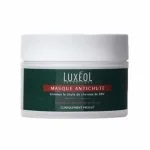 Pot blanc et vert Masque Antichute Luxéol, bandeau rouge, couvercle blanc