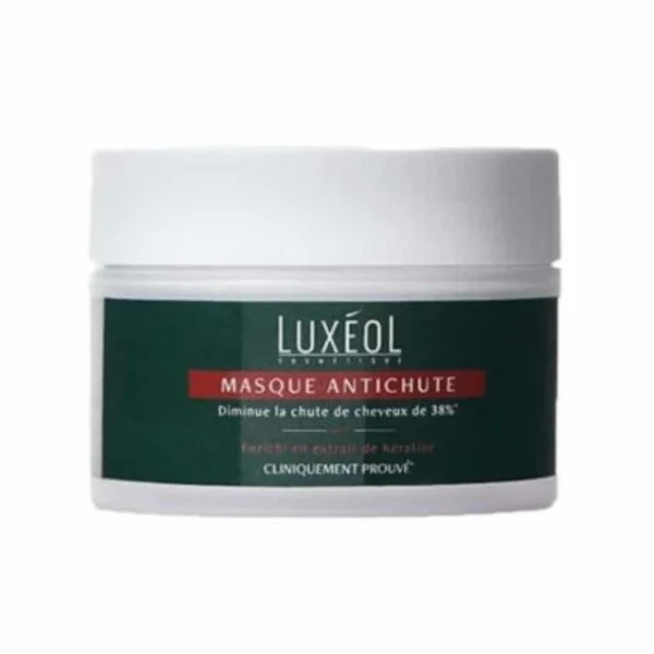 Pot blanc et vert Masque Antichute Luxéol, bandeau rouge, couvercle blanc
