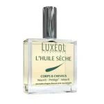Flacon vaporisateur en verre d'huile sèche Luxéol, liquide jaune doré