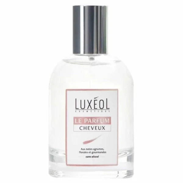 Flacon vaporisateur transparent Le Parfum Cheveux Luxéol, étiquette rose poudré