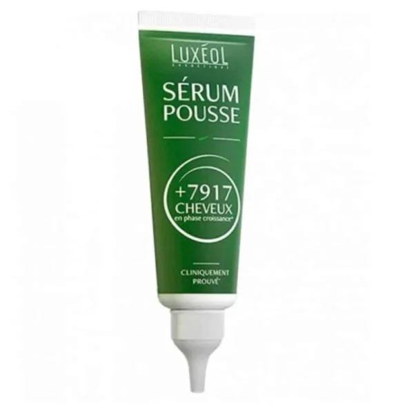 Tube vert Sérum Pousse Luxéol avec embout applicateur blanc, mention +7917