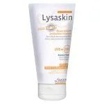 Tube blanc Lysaskin écran solaire protection intense SPF50+, texte orange