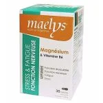 Boîte blanche et verte Maelys Magnésium Vitamine B6 complément 30 gélules