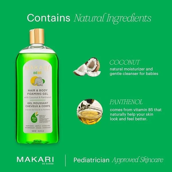 Makari Bébé Gel Moussant Cheveux & Corps 500ml – photo 2
