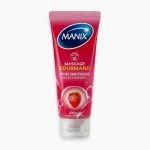 Manix Gel de Massage Gourmand Fraise Comestible (Douceur & Hydratation) 200ml