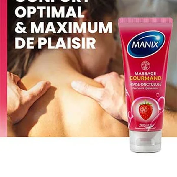 Manix Gel de Massage Gourmand Fraise Comestible (Douceur & Hydratation) 200ml – photo 2