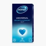 Boîte Manix Universal Security Comfort Easy-Fit avec 10 préservatifs, fond blanc
