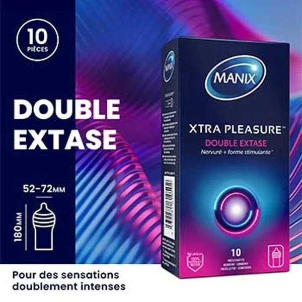 Manix Préservatif Xtra Pleasure Double Extase (Nervuré & Forme Stimulante) 10u – photo 2