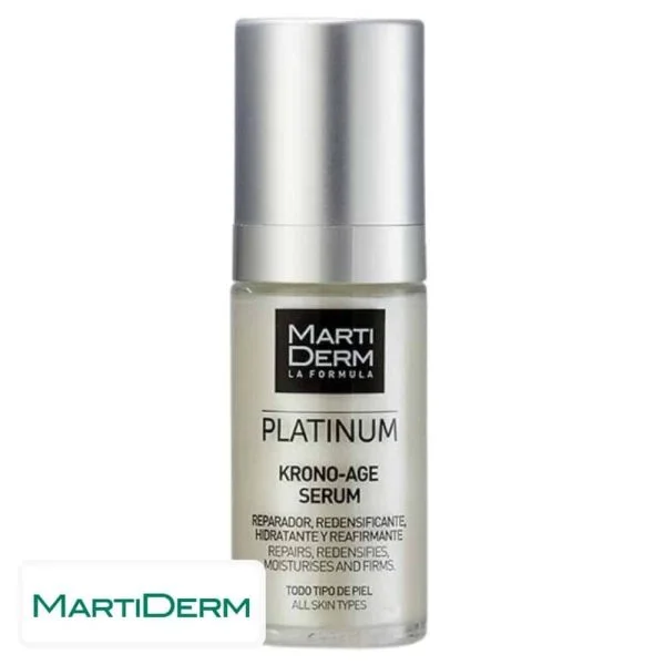 Flacon-pompe argenté MartiDerm Platinum Krono-Age sérum visage 30 ml