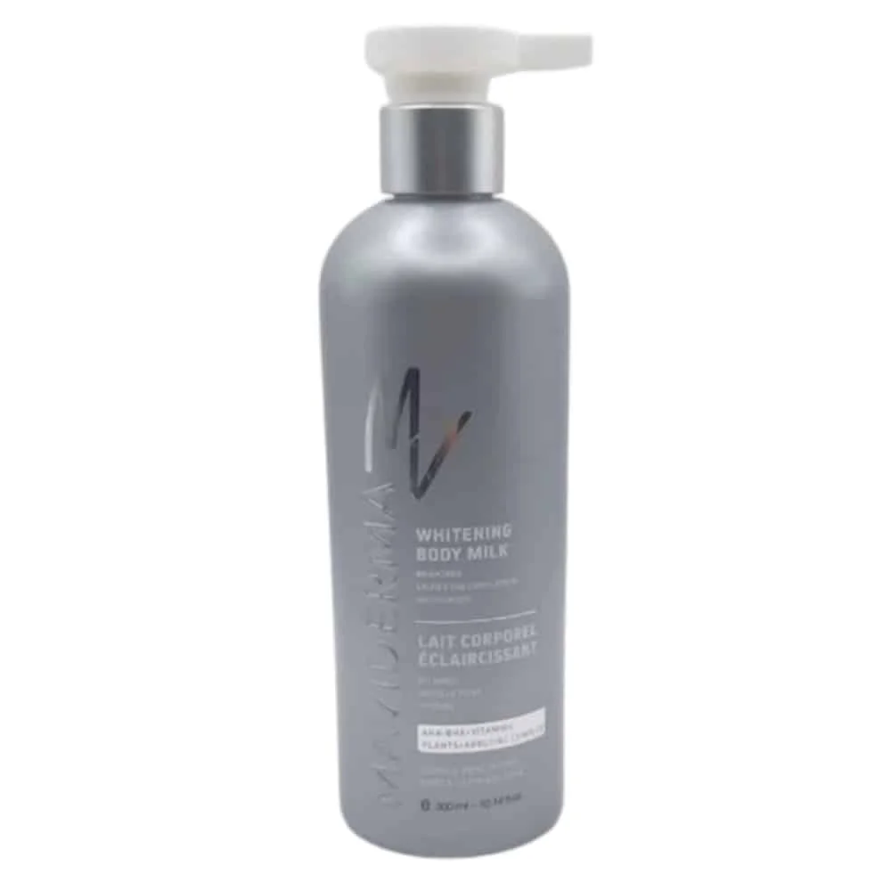 maviderma-lait-corporel-eclaircissant-300ml.jpg Flacon-pompe gris Maviderma lait corporel éclaircissant 300 ml