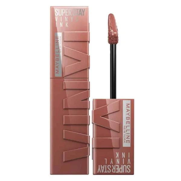 Tube rouge à lèvres liquide Maybelline Superstay Vinyl Ink beige nude avec applicateur