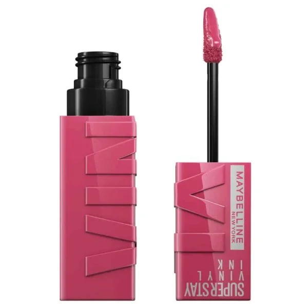 Tube rouge à lèvres liquide Maybelline Superstay Vinyl Ink rose vif avec applicateur