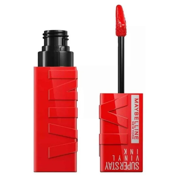 Tube rouge à lèvres liquide Maybelline Superstay Vinyl Ink rouge éclatant avec applicateur