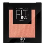 Blush poudre Maybelline Fit Me teinte 40 Peach dans boîtier noir carré