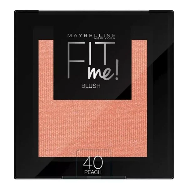 Blush poudre Maybelline Fit Me teinte 40 Peach dans boîtier noir carré