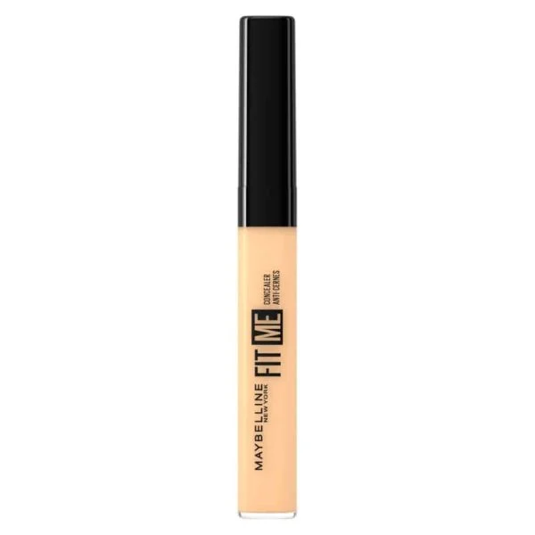 Tube correcteur anti-cernes Maybelline Fit Me beige clair doré avec capuchon noir