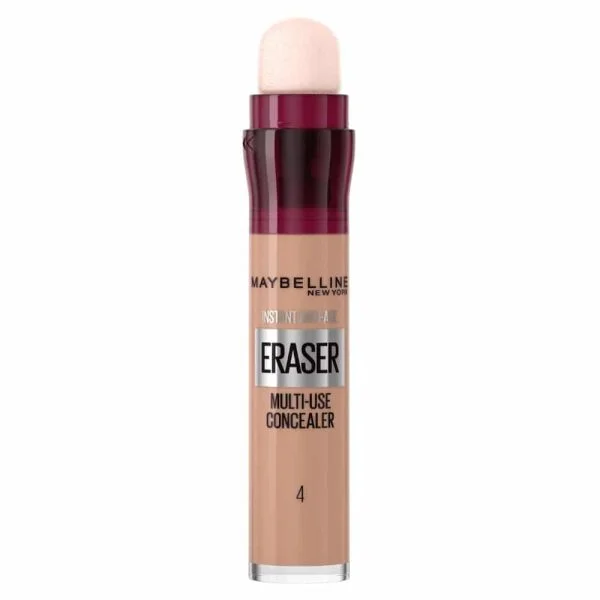Tube anticerne Maybelline Eraser teinte 4 beige doré, capuchon bordeaux