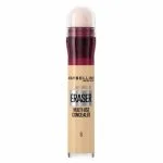 Tube anticerne Maybelline Eraser teinte 6 beige clair, applicateur éponge visible