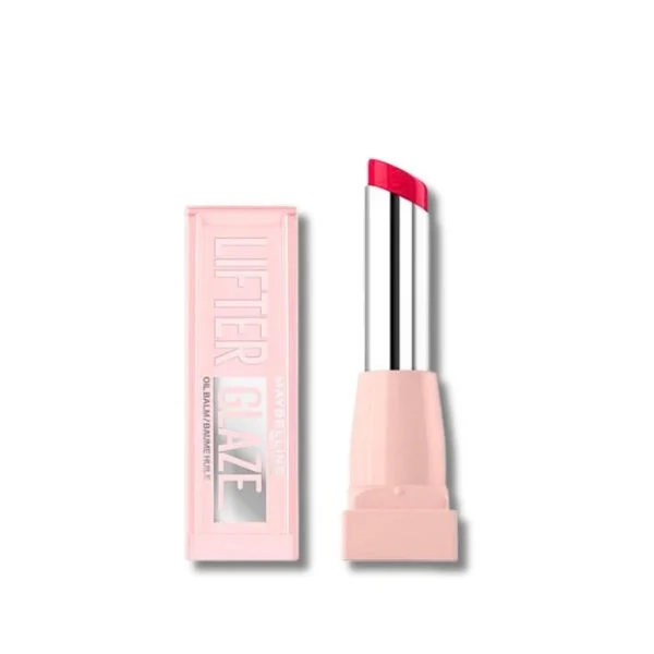 Stick baume rouge cerise Maybelline Lifter Glaze avec étui rose brillant