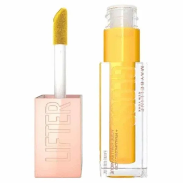 Tube gloss jaune miel Maybelline Lifter Gloss et applicateur XL incliné