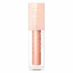 Tube gloss pêche ambré Maybelline Lifter Gloss fermé, capuchon rose poudré