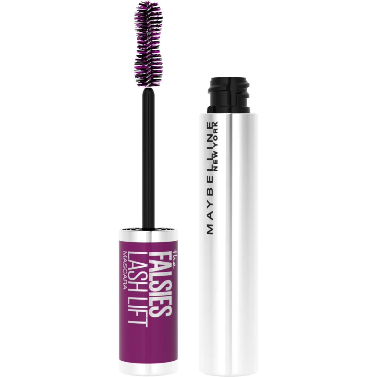maybelline-mascara-the-falsies-lash-lift-01-black.png Tube argenté Maybelline The Falsies Lash Lift et sa brosse noire